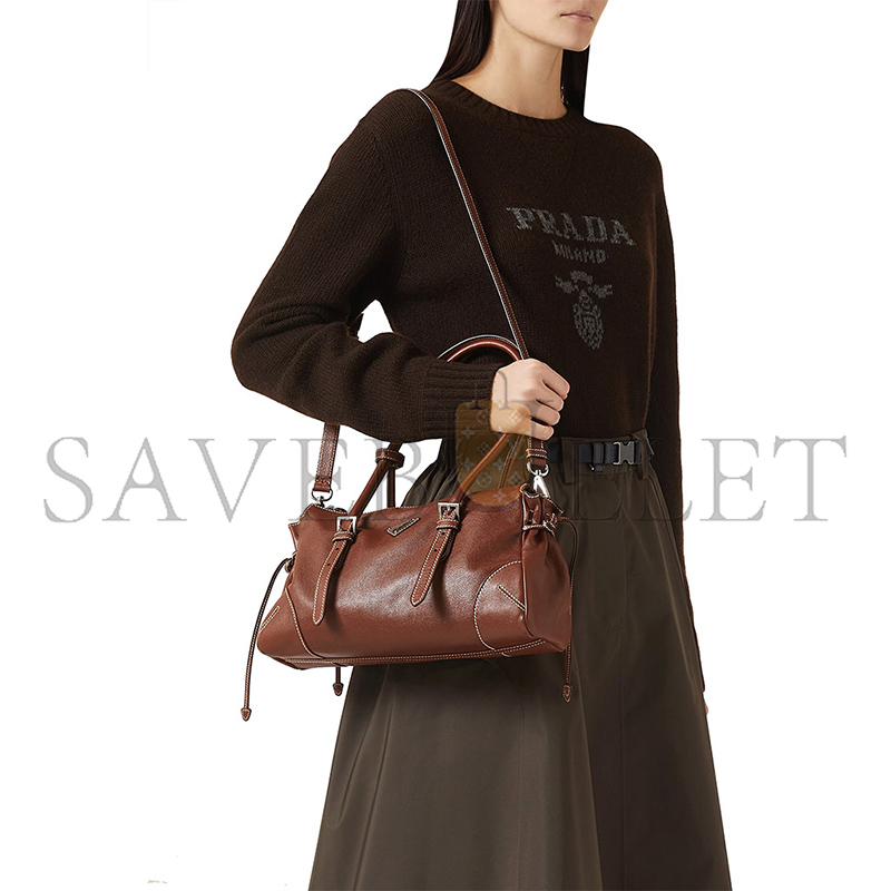 PRADA KARIN MEDIUM ANTIQUED LEATHER TOTE BAG 1BG628 (32*17.5*10.5cm)